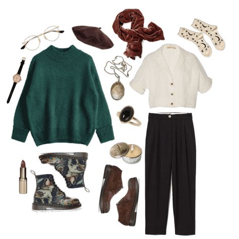 Dark Academia / Ambre Outfit | ShopLook Granola Academia, Black Trainers Outfit, Dark Academia Capsule Wardrobe, English Teacher Outfit, Dark Academia Clothes, Academia Clothes, Dark Academia Outfits, Librarian Style, Dark Academia Outfit