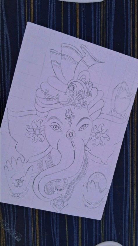 Ganpati Drawing Ganesha Painting, Sketch Ganesha, Gods Drawing, Ganesh Drawing, Artist Things, Collage Photo Frame Design, Sketch Images, Ganesha Drawing, Pencil Drawing Images