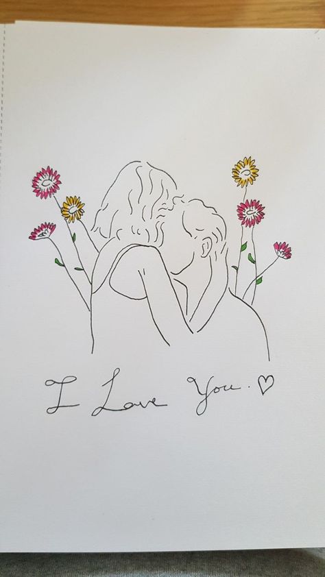 Cute Couple Art Sketches, What To Draw For My Boyfriend, Painting Of Love Couples, Cute Love Drawings Couples Sketches, Outline Couple Art, Soulmate Sketch Art, Painting For Love Couple, Love Drawing Inspiration, Drawing Of Love Couples