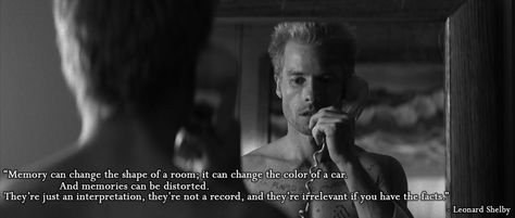 Leonard Shelby (Memento) Memento Quotes, Guy Pearce Memento, Leonard Shelby, Memento Movie, Live By Quotes, Shot Film, Guy Pearce, Movie Blog, Laurel Canyon