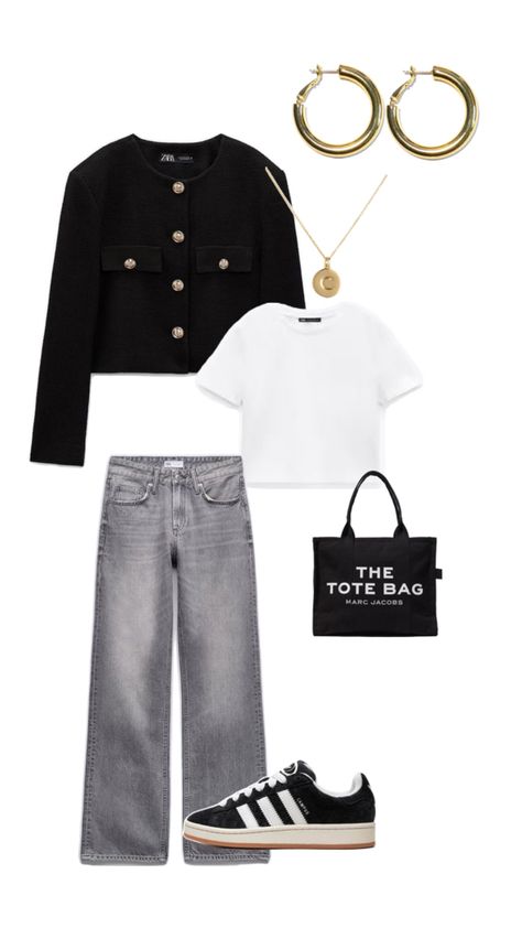 Black Campus, Mode Zara, Uni Outfits, Stockholm Fashion, Autumn Outfit, Basic Outfits, Looks Style, Lookbook Outfits, Polyvore Outfits