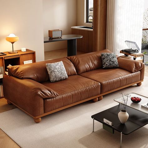 Modern Brown Loveseat Sofa Chair with Armrest for Living Room Brown Recliner Living Room Decor, Tan Leather Couch Living Room, Modern Leather Couch, Brown Leather Loveseat, Tan Leather Couch, Brown Loveseat, Sofa Couch Design, Dnevna Soba, Leather Couches Living Room