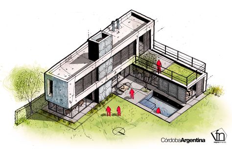 Isometric Sketch Architecture, Isometric Sketch, Axonometric Drawing, Perspective Sketch, Architecture Concept Diagram, Concept Diagram, Architecture Building Design, Architectural Sketch, Architecture Design Concept