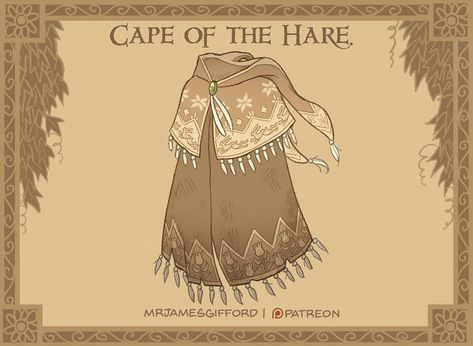 Cape of the Hare: Once owned by a wandering hermit, this fur-lined cape is surprisingly lightweight. The long ears of the hood seems to sharpen your hearing, rather than muffle it James Gifford, Magical Bunny, Magic Armor, Dnd Crafts, Dnd Stories, Magical Items, Dnd Classes, Dungeon Master's Guide, Dungeons And Dragons 5e