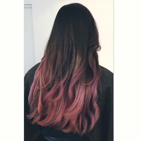 Colored Hair Ends Brunettes, Died Ends Of Hair Brown, Dark Hair With Pink Ends, Black Hair Pink Ends, Black Hair With Pink Ends, Brown Hair Pink Ends, Pink Hair Dye On Brown Hair, Pink Ends Hair Brown, Colored Ends Of Hair