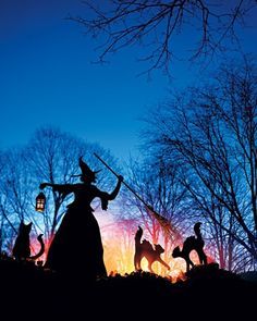 Martha Stewart Halloween decor - Google Search. My dad made this and puts it out every year. he puts a light right in front of the witch so she appears gigantic on the house. Yard Witch, Calendar October, Martha Stewart Halloween, Cheap Halloween Decorations, Casa Halloween, Halloween Witch Decorations, Halloween Garden, Cheap Halloween, Dekor Diy