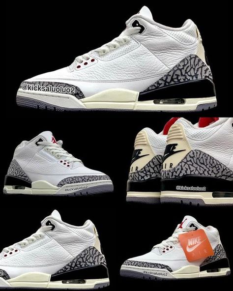 Jordan 3 White Cement Outfit Black Women, Jordan 3 Reimagined, Jordan 3 White Cement Reimagined, White Cement Reimagined, Jordan 3 White Cement, Shoes Streetwear, Nike Air Jordan Shoes, Instagram 2023, White Cement