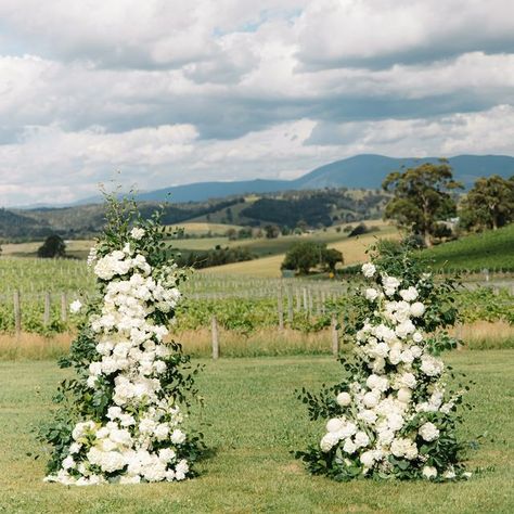 Yarra Valley Floral Design + Styling ~ Renee Veenhuizen florist on Instagram: "Mountains and  flower towers 💫
•
S&G @balgownieestate 

#flowertower #ceremonyflowers #weddingceremony #greenandwhitewedding #abundant #flowerphotography #flowerlovers #weddingphotography" Flower Tower, Yarra Valley, Ceremony Flowers, July 10, Flowers Photography, Wedding Ceremony, Florist, Floral Design, Tower