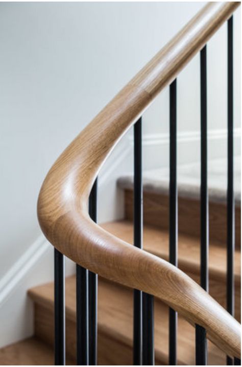 Wood And Iron Stair Railing Modern, Wooden Handrail, درابزين السلم, Vstupná Hala, درج السلم, Oak Handrail, Open Trap, Wood Handrail, Staircase Railing Design