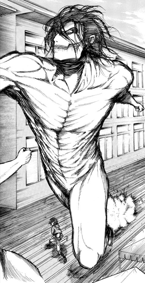 Eren Titan Form, Eren Titan, Titan Manga, Attack On Titan Series, Manga Poses, Manga Tattoo, Attack On Titan Aesthetic, Japanese Poster Design, Anime Ninja