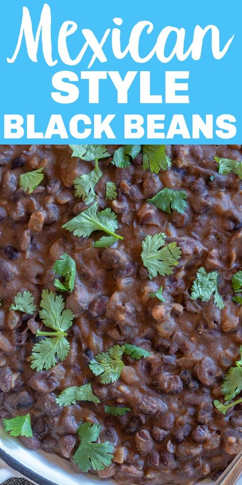 These Mexican Black Beans are easy to make and packed with so much flavor! This recipe is a great way to spice up your canned black beans and can be enjoyed as a side dish or can be a main ingredient in your tacos, burritos and nachos! #blackbeans #mexicanblackbeans #sidedish #vegan Black Bean Burrito Vegan, Black Beans And Tofu Recipes, Black Bean And Rotel Recipe, Beans For Tacos Recipe, Southwest Black Beans, Black Beans For Tacos Recipes, Black Beans For Nachos, Side Dishes With Black Beans, Nacho Beans Recipe