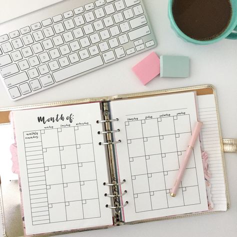 Monthly Calendar: Free Printable Planner Insert A5 Planner Printables Free, Free Planner Inserts, Happy Planner Free Printable, Life Planner Printables, Calendar Free Printable, A5 Planner Printables, Free Printable Planner, Prayer Time, Monthly Planner Printable