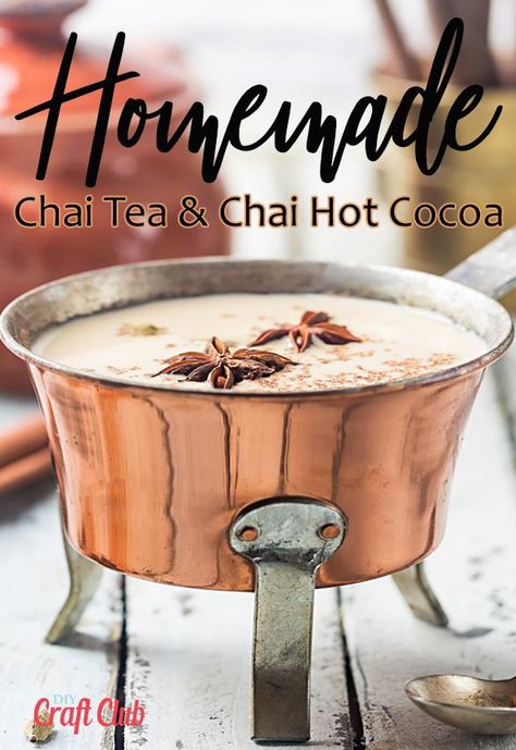 Make Chai Tea, Chai Hot Chocolate, Indian Chai Tea, Homemade Chai Tea, Orange Pekoe Tea, Chai Tea Recipe, Spiced Drinks, Hot Cocoa Recipe, Spiced Chocolate