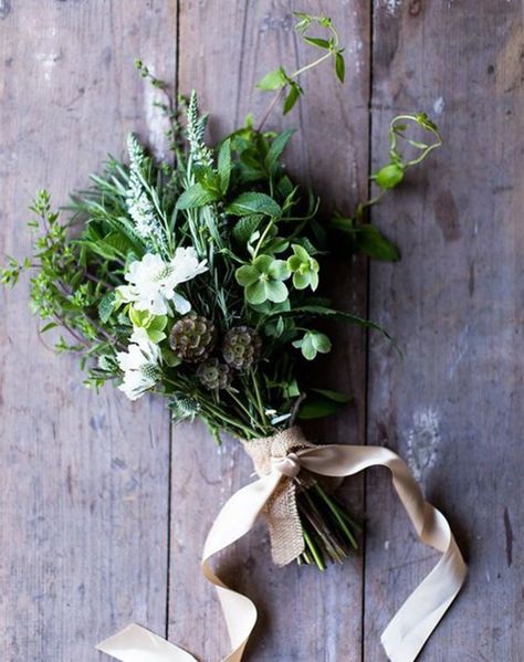 Herb Bouquets Are The New Wedding Trend of 2018 - PureWow New Neighbor Gifts, Herb Wedding, Herb Bouquet, Bouquet Champetre, Bouquet Wrap, How To Wrap Flowers, Neighbor Gifts, Growing Herbs, Flower Farm