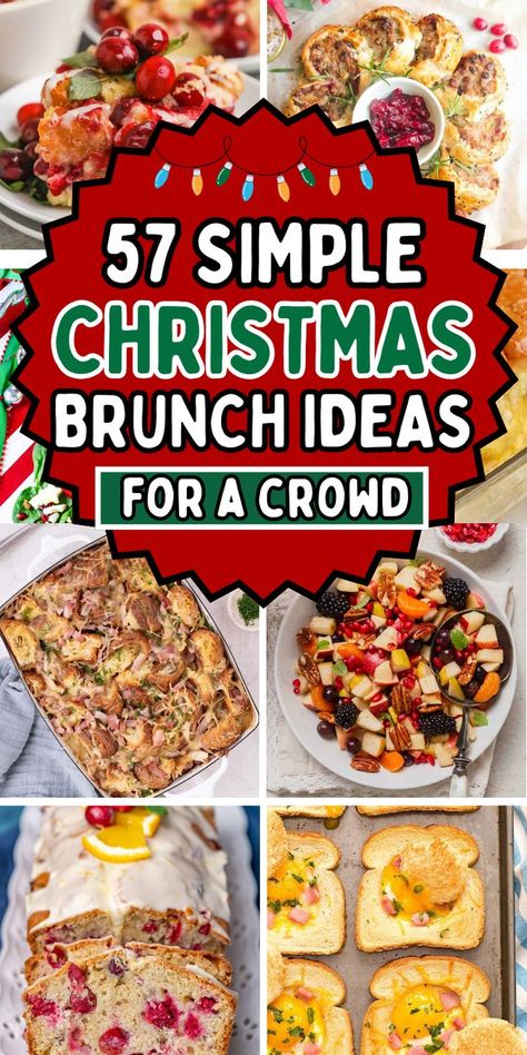 The best holiday menu ideas for a brunch christmas party for christmas eve or christmas morning breakfast or luncheon for families with kids or friends, including christmas brunch recipes like egg casserole, brunch sides and desserts, breakfast charcuterie boards and baked goods that look great on a christmas brunch tablescape. Easy Fancy Brunch Ideas, Continental Brunch Ideas, Bacon For A Crowd Brunch Recipes, What To Bring For Brunch, Christmas Brunch Bar Ideas, Yummy Brunch Ideas, Brunch Bites Ideas, Brunch Lunch Ideas For A Crowd, Best Breakfast For A Crowd