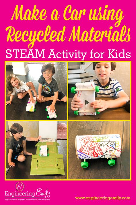 Make a Car using Recycled Materials | STEAM Activity for Kids Kindergarten Stem Activities, Preschool Technology, Holiday Stem Activities, Summer Stem Activities, Stem Activities Kindergarten, Toddler Stem, Technology Activities, Kindergarten Stem, Toddler Science Experiments