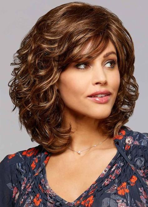 Mid Length-Curly Wavy Blonde Synthetic Hair Wigs Lace Front Wig 16inch: M.Wigsbuy.com Loose Wavy Curls, Henry Margu Wigs, Mid Length Curly Hairstyles, Passover Desserts, Curly Hair Photos, Medium Curly, Choppy Bob, Curly Hair With Bangs, Penteado Cabelo Curto