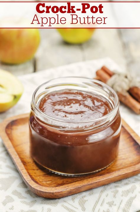 Crock-Pot Apple Butter - Nothing tastes better in the autumn than homemade Crock-Pot Apple Butter! Just 4 ingredients and you have tasty apple butter for your morning toast. [Gluten Free, High Fiber, Low Calorie, Low Carb, Low Cholesterol, Low Fat, Low Sodium, Low Sugar, Vegan, Vegetarian & Weight Watchers Friendly!] #CrockPotLadies #CrockPot #SlowCooker #AppleRecipes #WeightWatchers #5IngredientsOrLess #Healthy Pancake Waffles, Breakfast Simple, Crockpot Apple, Apple Butter Crock Pot, Slow Cooker Apple Butter, Morning Toast, Homemade Apple Butter, Apple Butter Recipe, Overnight Breakfast