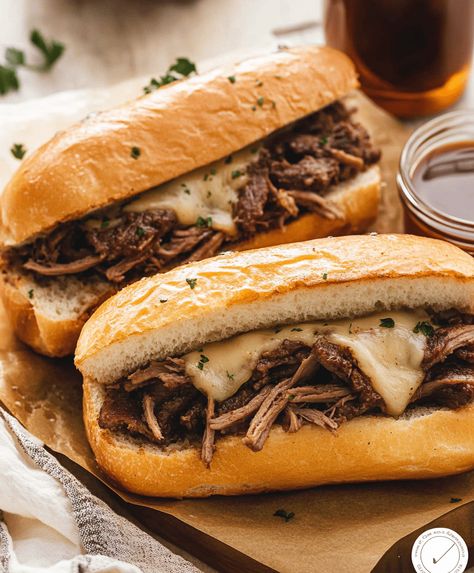 Crockpot French Dip Recipe French Dip Sides, Homemade French Dip, Crockpot French Dip Sandwiches, Crockpot French Dip, French Dip Recipe, Crock Pot French Dip, French Dip Sandwich Crockpot, French Dip Recipes, French Dip Crock Pot