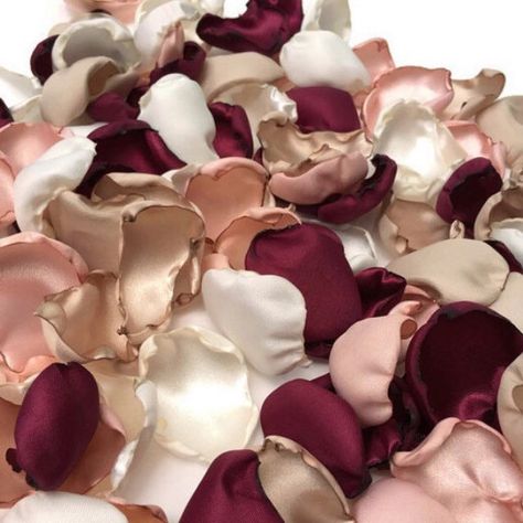 Wedding decor https://www.etsy.com/listing/476563349/marsala-maroon-blush-pink-ivory #wedding #bridal #weddingplanner #handmade #etsy #etsyseller #bridetobe Wedding Aisles, Flower Petals Wedding, Flower Girl Petals, Gold Wedding Colors, Tafel Decor, Maroon Wedding, Wedding Themes Fall, Wedding Aisle Decorations, Wedding Petals