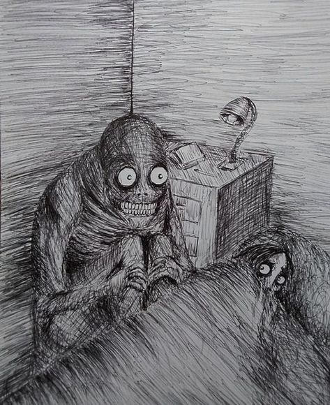 Nightmare Disorder, Scary Drawings, Nightmares Art, Creepy Drawings, Arte Grunge, Arte Peculiar, رعب نفسي, Meaningful Drawings, Deep Art