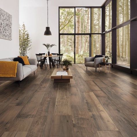 Dark Wood Floors Living Room, Karndean Design Flooring, Ideas Decoracion Salon, Dark Wooden Floor, Vinyl Wood Flooring, Wood Floor Design, Living Room Wood Floor, Dark Wood Floors, Casa Container