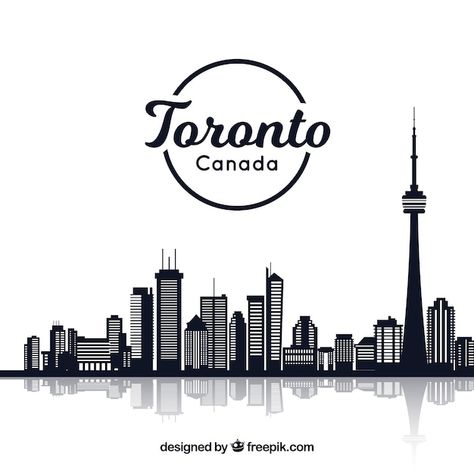 Travel Themed Room, Skyline Tattoo, Tattoo Toronto, City Skyline Silhouette, Design City, Comic Text, Toronto Skyline, Canada City, Toronto City