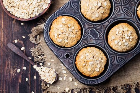 Banana Oat Muffins are a healthy, pantry staple recipe to have on hand for busy mornings. Reminiscent of its cousin and comfort food classic, banana bread, these muffins are quick, hearty and filling. A perfect option for breakfast, snacks or brown bag lunches. I’m always looking for healthy, fiber-filled snacks to keep the family full during our... Vegan Oat Muffins, Oat Muffins Healthy, Banana Oat Muffins Healthy, Healthy Pantry Staples, Muffins Apple, Apple And Banana, Banana Cakes, Textile Background, Muffins Breakfast