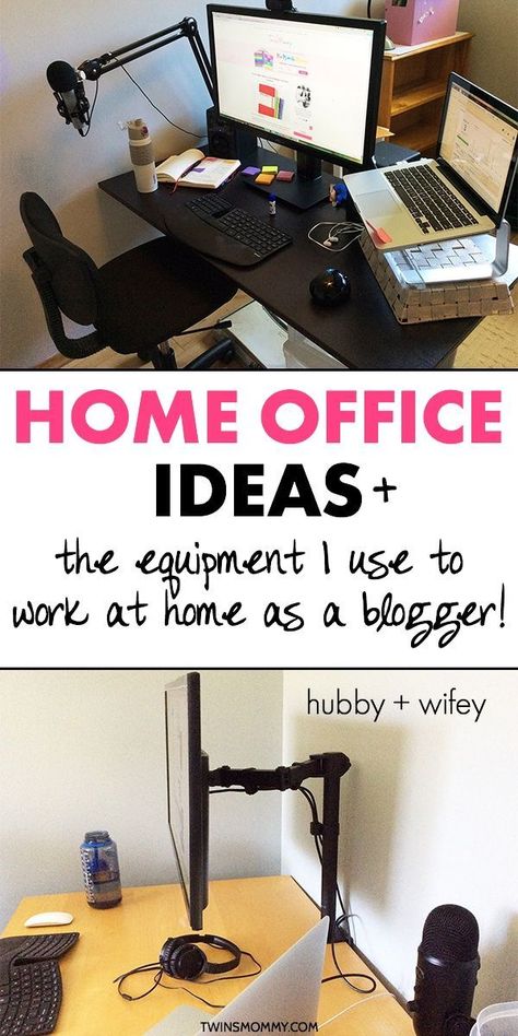 Home office ideas for small spaces, for kitchen, your bedroom and more. Work at home as a mom blogger with a home office on a budget. Learn the equipment I use to run an online business too! Office Ideas For Women Business, Office Design For Men, Home Office Design For Men, Home Office Design For Two, Home Office Feminine, Budget Home Office, Office Ideas On A Budget, Home Office On A Budget, Home Office Design Layout