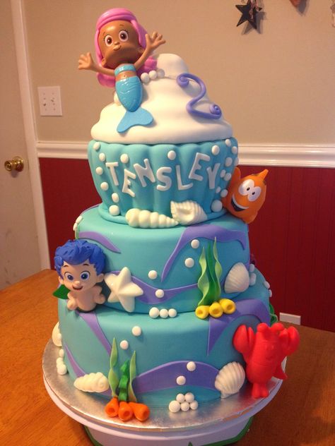 Bubble Guppies Birthday Cake, Bubble Guppies Cake, Bubble Guppies Birthday Party, Bubble Guppies Party, Ocean Cakes, Bubble Guppies Birthday, Sugar Love, Cake Decorating With Fondant, Kids Cakes