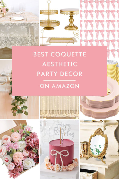 Amazon Party Decorations, Coquette Backdrop Party, Easy Diy Bridal Shower Decor, Bridal Shower Coquette, Coquette Bridal Party, Coquette Wedding Decor, Coquette Party Favors, Coquette Bachelorette Party, 2024 Bridal Shower Trends