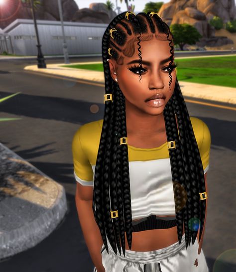 sims 4 cc // custom content black hairstyle // black simmer, african american, ethnic hair // braids by Ebonix Sims 4 Cas Mods Hair, Black Hairstyles Sims 4, South Hairstyles, Ice Decor, Sims 4 Afro Hair, Black Sims, Sims 4 Hair Male, Die Sims 4, Sims 4 Black Hair