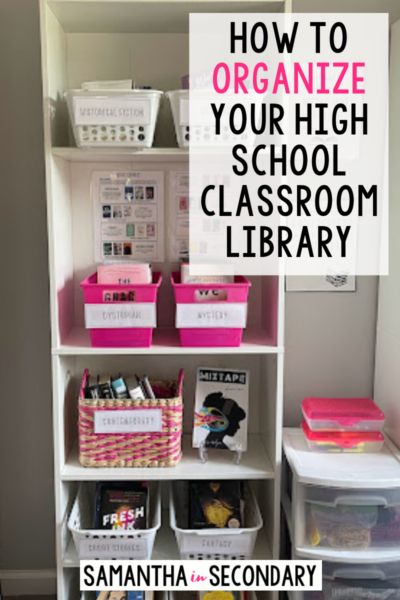 Small School Library, High School Classroom Library, School Library Organization, Classroom Organization High School, High School English Activities, Library Storage, Classroom Library Organization, High School English Classroom, High School Reading