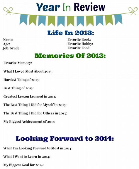 Free Printable - 2013 Year in Review Year In Review, Todo List, Favorite Hobby, Cute Ideas, Family Traditions, Lessons Learned, Favorite Books, Free Printables, Free Printable