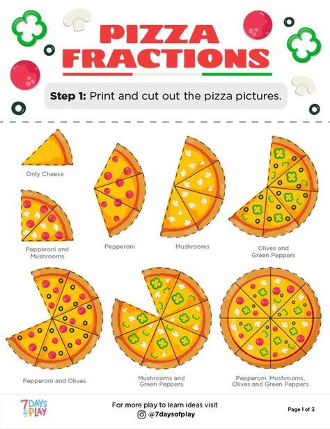 undefined Pizza Fractions Printable Free, Free Coloring Pages Printables, Pizza Fractions, Decimals Addition, Pizza Pictures, Alphabet Pictures, Personal Writing, Learning Worksheets, Math Fractions