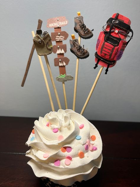 Hiking Cupcake Toppers, Climber Party Picks, Hikers Cupcake, Outdoorsy Party Theme Toppers, Hiking Stick Trails Boots Backpack Skewers Decor Hiking Party Decorations, Hiking Party, Ice Age Trail, Party Picks, Hiking Sticks, Mountain Climbers, Ice Age, Nashville Tn, Skewers