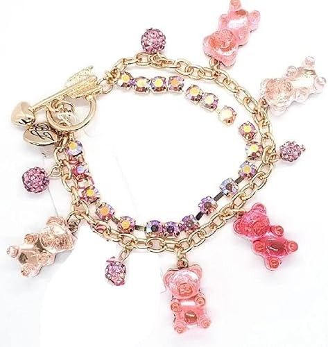 Amazon.com: Betsey Johnson Pink & Light Pink Gummy Bear Fireball Lucite Rhinestone Bracelet: Clothing, Shoes & Jewelry Halloween Charm Bracelet, Betsey Johnson Bracelet, Bear Bracelet, Dope Jewelry Accessories, Pearl Charm Bracelet, Crystal Bead Jewelry, Fall Rings, Mermaid Bracelet, Pink Jewels