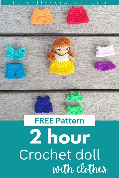 Full Wardrobe, Crochet Doll Clothes Free Pattern, Crochet Doll Clothes Patterns, Pants Overalls, Doll Patterns Free, Crochet Doll Tutorial, Overalls Shorts, Crochet Toys Free, Crochet Fairy