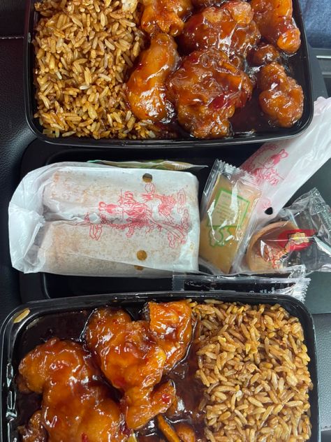 Chinese Food Orange Chicken, Orange Chicken And Rice Aesthetic, Orange Chicken And Rice, Era Aesthetic, Healing Era, Antlers Decor, Drink Aesthetic, Food Inspired, Food Babe