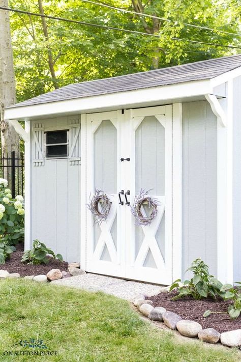 Garden Shed Makeover! Use these outdoor storage shed makeover ideas to add function and charm to your garden. A shed doesn't have to be an eyesore! #gardendesign #gardenideas #shed #storage #ideas #paint Storage Shed Makeover, Shed Makeover Ideas, Garden Shed Makeover, Shed Conversion Ideas, Shed Storage Ideas, Backyard Homesteading, Sheds Ideas, Homestead Projects, Diy Sheds