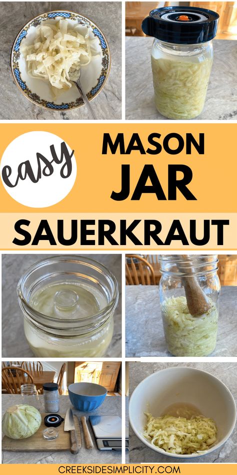 Sauerkraut is a quick and easy ferment, made with just 2 ingredients: cabbage and salt. This is the perfect sauerkraut recipe for beginners. Lots of clear photos and instructions. Homemade Sourkraut, Fermented Condiments, Canning Sauerkraut, Easy Sauerkraut Recipe, Making Sauerkraut, Fermented Sauerkraut, Sauerkraut Recipe, Recipe For Beginners, Homemade Sauerkraut