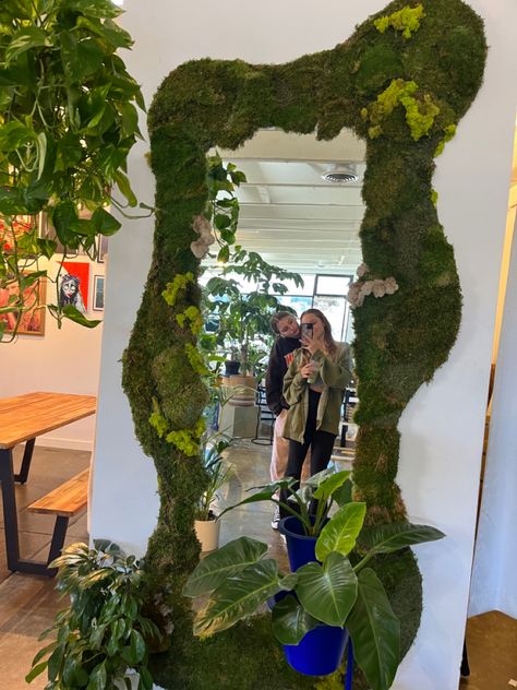 Mirror Plant Frame, Moss Mirror Full Length, Moss Wall Mirror, Plant Mirror Frame, Clean Maximalism, Moving Into First Home, Plant Mirror, Moss Mirror, Moss Frame