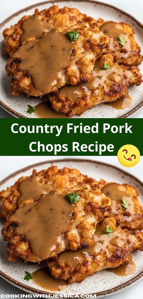 Searching for a comforting dish? This Country Fried Pork Chops Recipe is not only delicious but also family-friendly. With minimal prep time, it's an ideal choice for a satisfying dinner that everyone will enjoy. Fried Breakfast Pork Chops, Country Pork Chops, Crunchy Pork Chops, Best Fried Pork Chops Ever, Frying Pork Chops, Best Fried Pork Chops, Breakfast Pork Chops, Fry Pork Chops, Fried Pork Chops Recipe