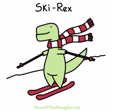 Ski-Rex Ski Drawing, Monster Outline, Skiing Humor, Christmas Card Art, Cartoon People, Cute Birthday Cards, Cute Doodles Drawings, Cute Wedding Ideas, Mini Drawings