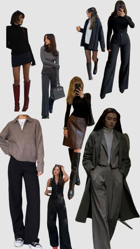 #dark #outfit #classy #nyc #style #oldmoney Dark Office Attire, Edgy Real Estate Outfits, Dark Feminine Business Casual, Classy Cool Outfits, Classy And Seductive Outfits Casual, Dark Feminine Aesthetic Outfits Classy, Intellectual Outfit, Glam Winter Outfits, Dark Feminine Outfits Office