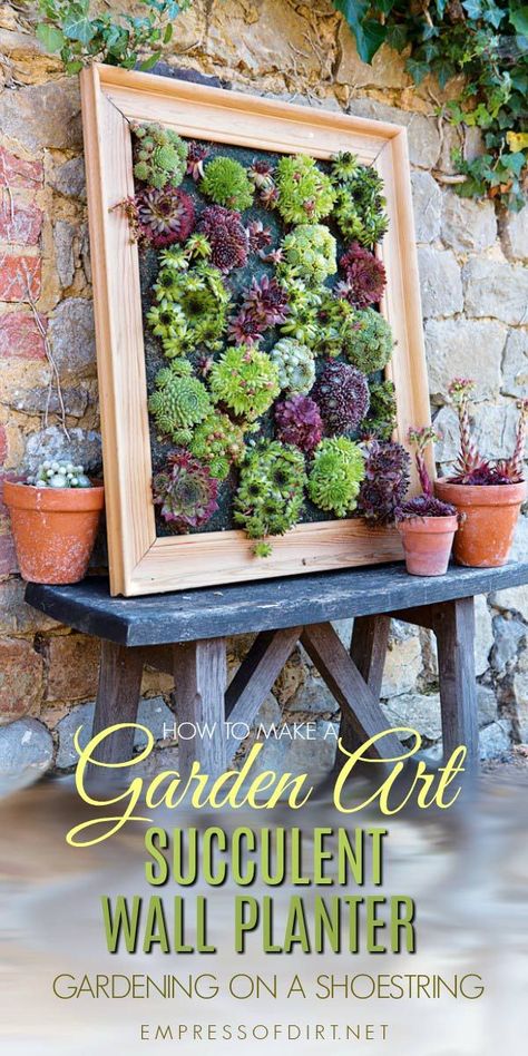 Diy Succulent Wall, Succulent Wall Planter, Living Wall Art, Succulent Garden Design, Upcycle Garden, Succulent Garden Diy, Garden Frame, Hanging Succulents, Vertical Gardens