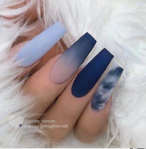 Coffin Nails Ombre, Unghie Sfumate, Coffin Nails Matte, Long Nail Designs, Makijaż Smokey Eye, Coffin Nails Long, Nail Swag, Summer Acrylic Nails, Marble Nails