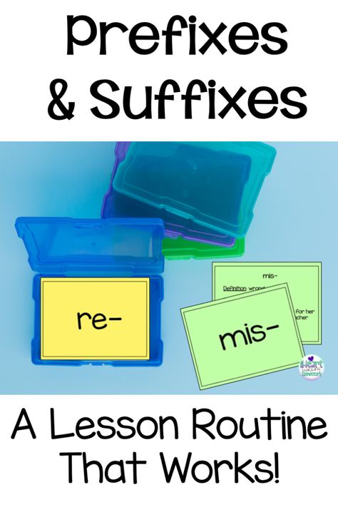 Read about a prefixes and suffixes lesson idea to help your kids master them. Learning prefixes and suffixes only needs to take about 5 minutes or less a day!    #prefixesandsuffixes  #prefixesandsuffixeslesson  #learningprefixesandsuffixes How To Teach Prefixes And Suffixes, Prefixes And Suffixes Games, Morphology Notebook, Prefixes And Suffixes Activities, Suffixes Activities, Flashcards Ideas, Teaching Suffixes, Prefixes Activities, Multisyllabic Words Activities