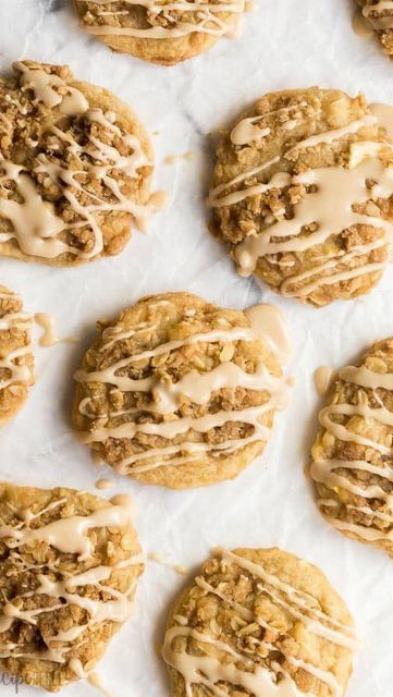 Crisp Cookies, Apple Crisp Cheesecake, Sour Cream Sugar Cookies, Apple Glaze, Crazy Cookies, Fruit Cookies, Apple Cookies, Fruit Crisp, Cinnamon Cookies