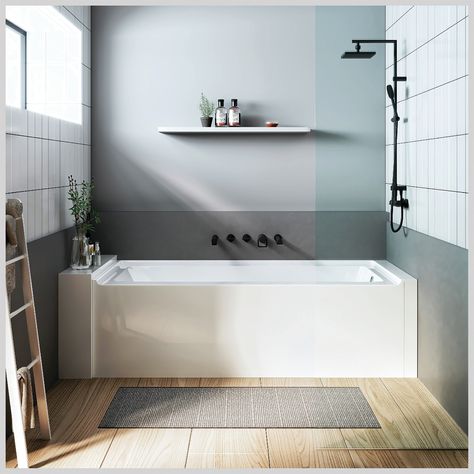 Tub Bathroom Ideas, Soaking Tub Shower Combo, Deep Bathtub, Bathtub Shower Combo, Bathroom Tub Shower, New House Bathroom, Modern Bathtub, Small Tub, House Bathrooms